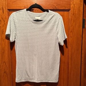 Thread & Supply Light Gray and White Striped Tee